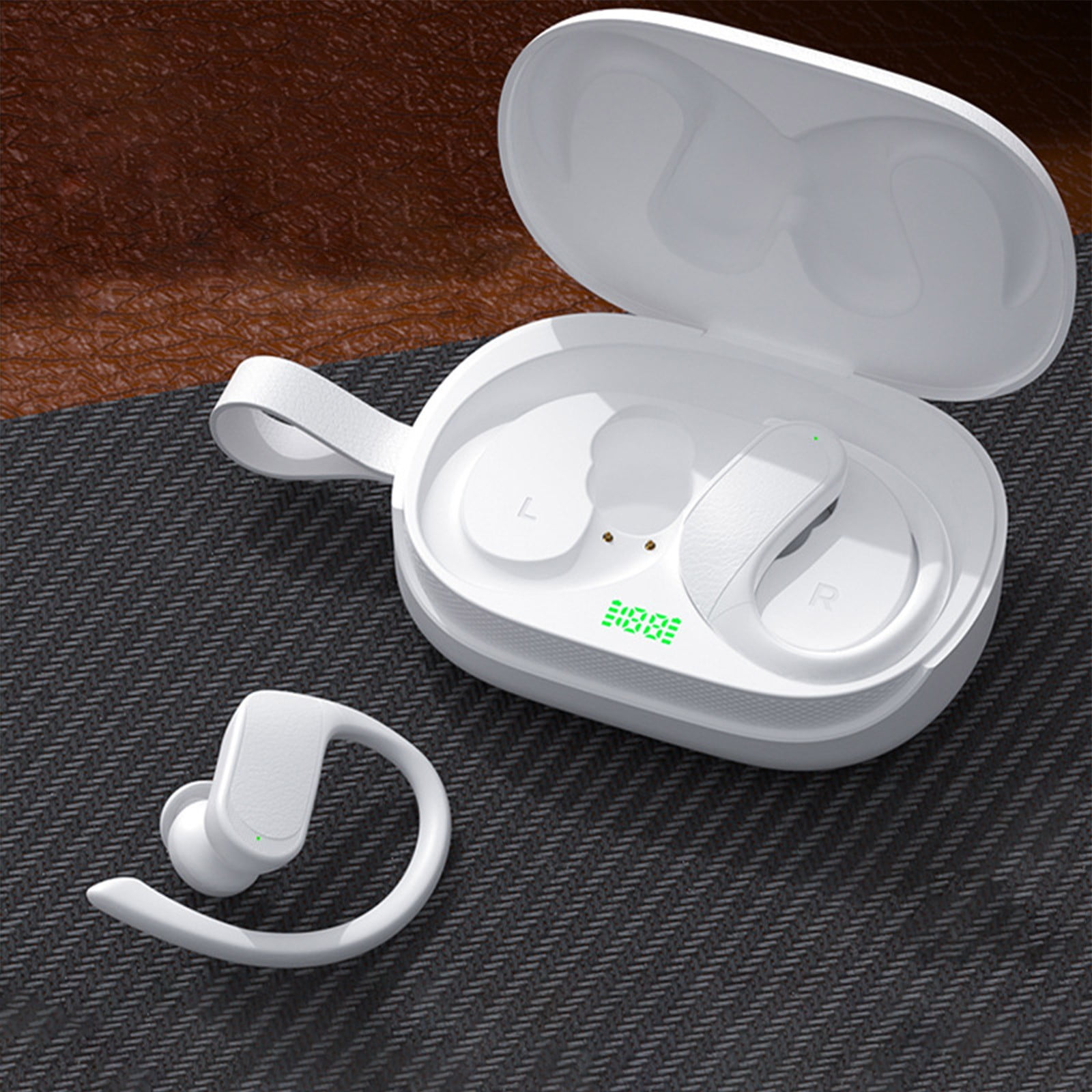Long Tolerance Wireless Earphones, Leather Patterned Bluetooth Headset — 3.7x2.7x1.4 Inch IP53 Watertight Low Latency Earpieces for Gaming