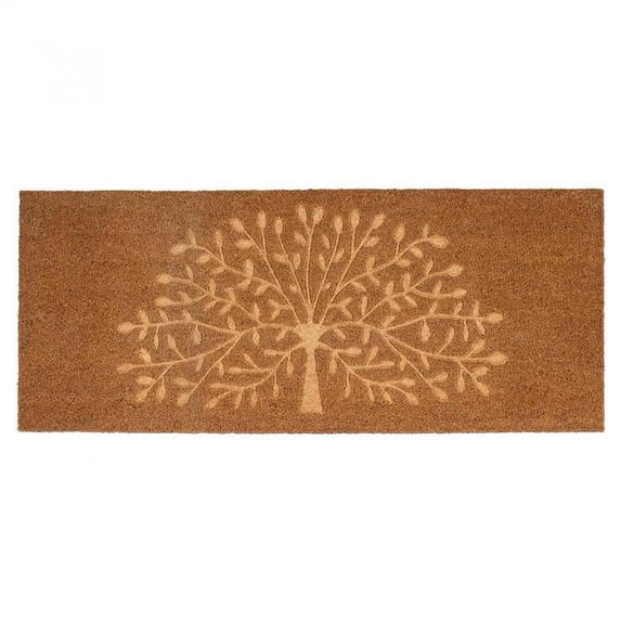 Abbott Tree of Life Doormat – Extra-Wide Coir & PVC, Embossed Tree Design, 18x46" – Long Natural Doormat, Symbolic Entryway Decor