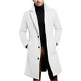 thumbnail image 1 of Long Trench Coat Mens Slim Fit Notched Lapel Single Breasted Pea Coat with Pocket Mid Length Winter Overcoat (XL, White), 1 of 4