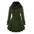 thumbnail image 1 of Long Trench Coat Women Dress Jackets Coats Double- Pea Coat with Bow Tie Belt Sherpa Lined Trench Coat for Women (Army Green XXXL), 1 of 8