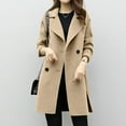 thumbnail image 1 of Long Trench Coats for Women Elegant Trendy Lapel Collar Pea Coats Solid Color Open Front Cardigan Outwear, 1 of 9