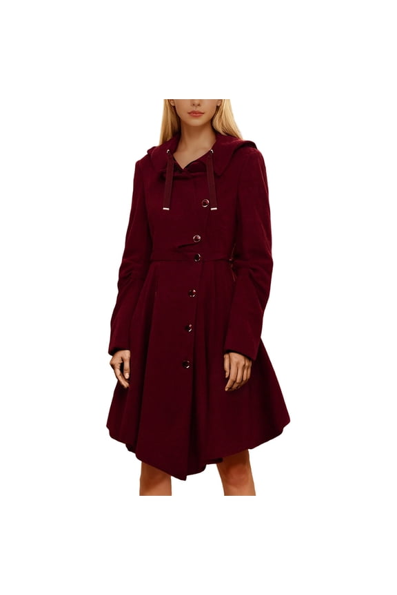 Long Trench Pea Coat for Women Wool Winter Trench Coat Goth Lapel Peacoat Color: Size: M