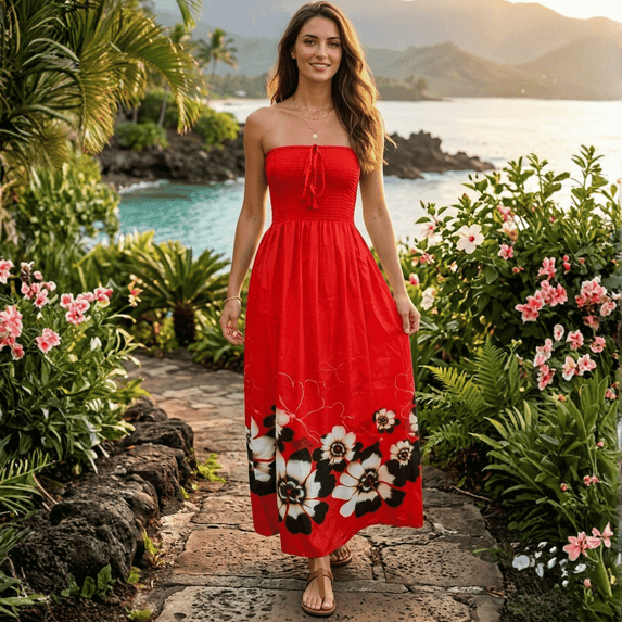 Long Tube Dress for Women Maxi Strapless Dress for Summer Off Shoulder Top Long Tubedress Beachwear Online
