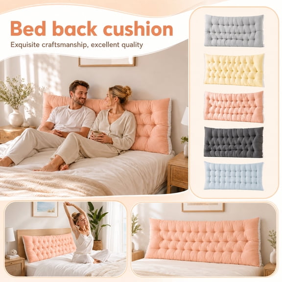 Long Tufted Bed Headboard Cushion, Reading Pillow for Bed, Long Bed Pillow, Back Support Pillow for Bed, 40X20X2 Inch Padded 1Pc Wall-Mounted Dorm Bed Back Rest Pillow for Stable