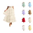 thumbnail image 1 of Long Tulle Skirts for Women Elastic High Waist Layered Ruffle A Line Flowy Maxi Skirt Renaissance Fairy Skirt, 1 of 6