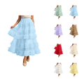 thumbnail image 1 of Long Tulle Skirts for Women Elastic High Waist Layered Ruffle A Line Flowy Maxi Skirt Renaissance Fairy Skirt, 1 of 6