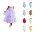 thumbnail image 1 of Long Tulle Skirts for Women Elastic High Waist Layered Ruffle A Line Flowy Maxi Skirt Renaissance Fairy Skirt, 1 of 5