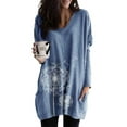 thumbnail image 1 of Long Tunic Pullover Blouse Tops for Women Plus Size Long Sleeve Casual Baggy Print Pullover Jumper Pocket Tunic Lounge Wear T-Shirt Tops, 1 of 2