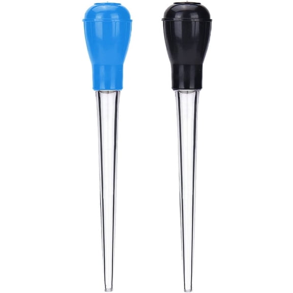Long Turkey Basters for Cooking with Measurements, Only for Room Temperature Liquids, Blue and Black Color