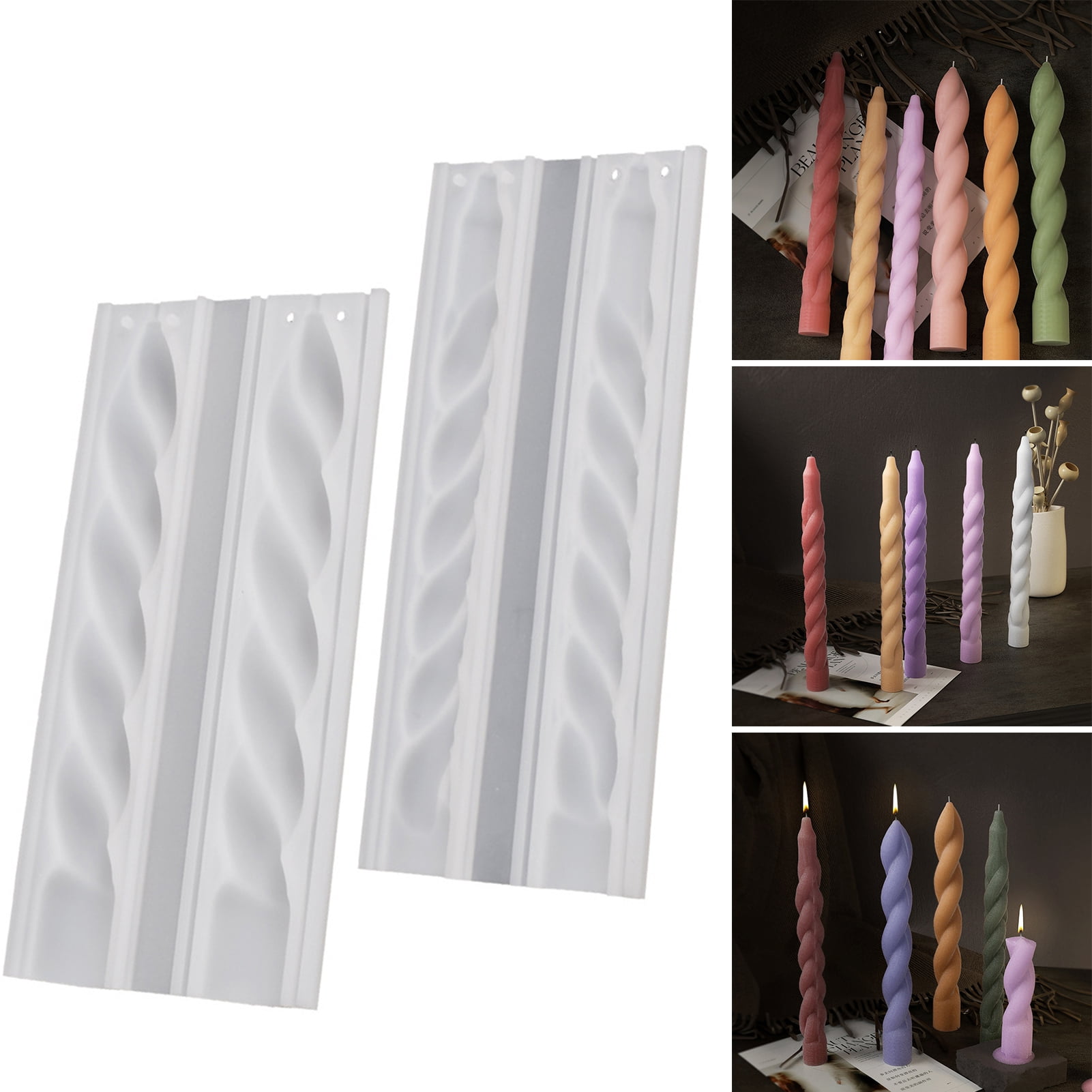 Long Twisted Silicone Candle Molds, 3D Pillar Candle Molds for