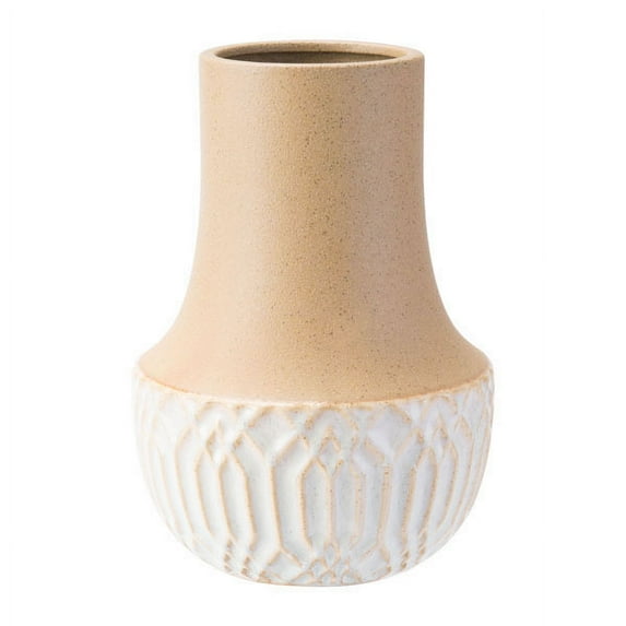 Ceramic Long Two-Tone Vase, In Neutral