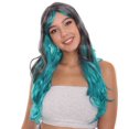 thumbnail image 1 of Long Two Tone Curly Womens Wig | Grey/Blue Wig | Premium Breathable Capless Cap, 1 of 11