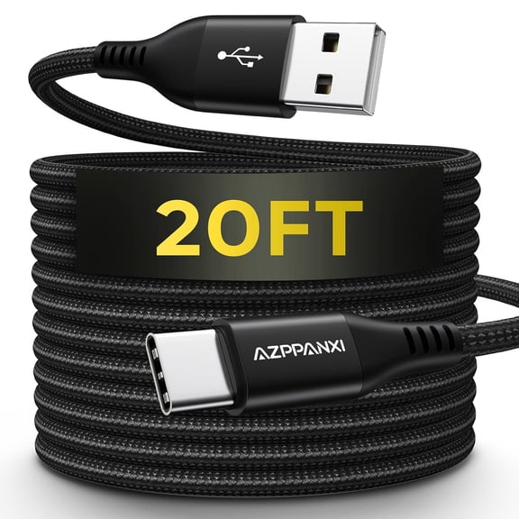 Long USB C Cable 20 FT [Premium Nylon Braided] A to Fast Charging Cord Compatible with MacBook/PS5 Controller/Galaxy/LG/Pixel/Moto and More Type Devices