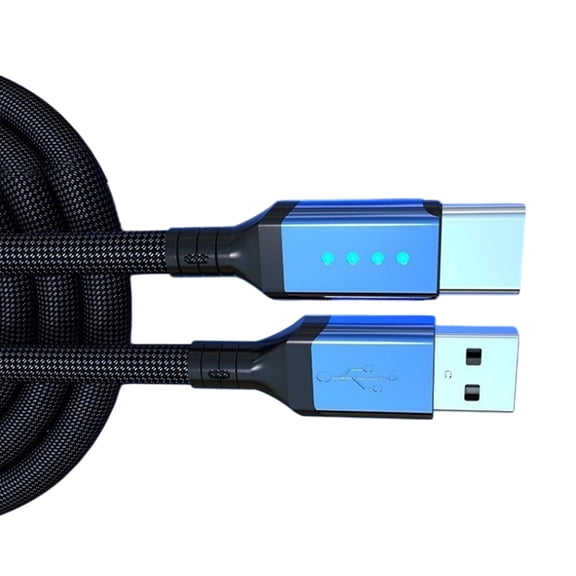 Long USB to Type C Charging Cable Charging with Intelligent Power Cutoff and Light Design Braided Data Line