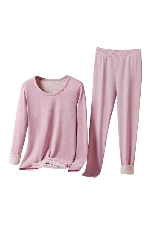 Long Underwear Women, Audhol Womens Thermal Set Polyester Thermal Underwear Warm Thermal Top and Bottom Multiple Sizes Womens Thermals Top and Bottom Set Pink 3XL
