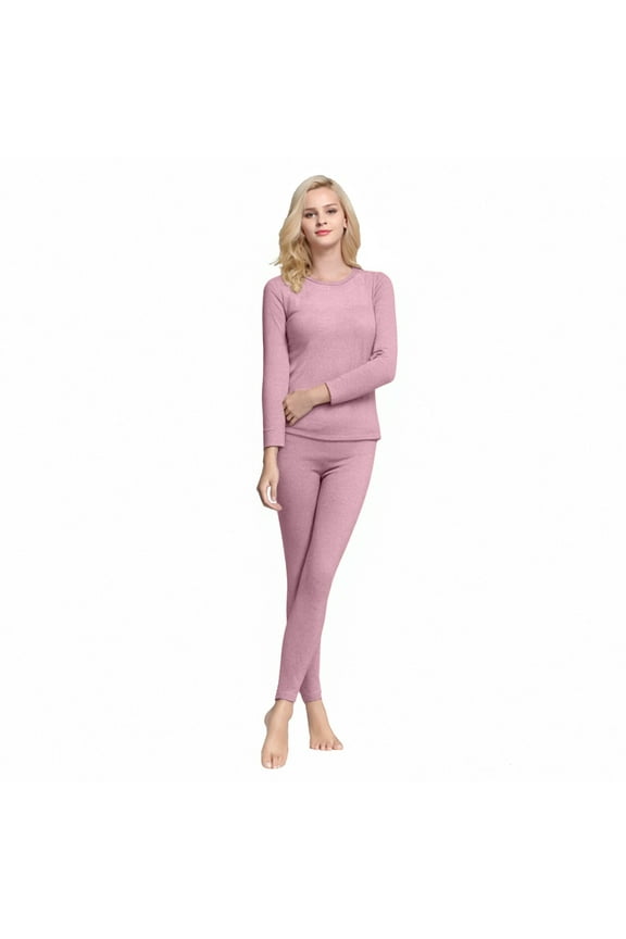Long Underwear Women, Hugcore Thermal Underwear Women's Winter Top and Bottoms Ski Underwear Warm Thermal Underwear Set Thermal Underwear for Women Pink, 2XL