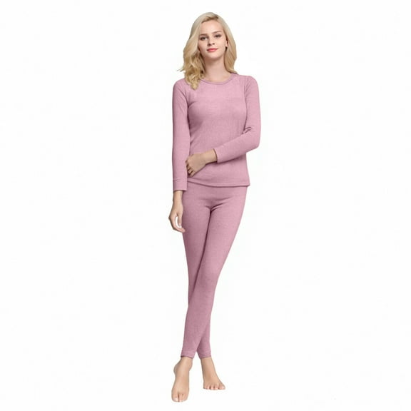 Long Underwear Women, Hugcore Thermal Underwear Women's Winter Top and Bottoms Ski Underwear Warm Thermal Underwear Set Thermal Underwear for Women Pink, M