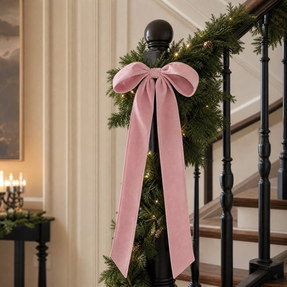 Long Velvet Bow with Long Streamers Large Decorative Velvet Ribbon Bow