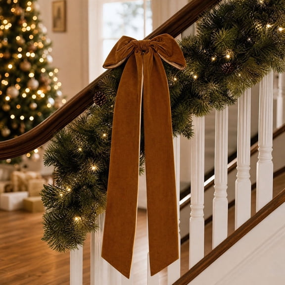 Long Velvet Bow with Long Streamers Large Decorative Velvet Ribbon Bow