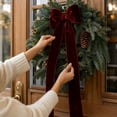 thumbnail image 1 of Long Velvet Bow with Long Streamers Large Decorative Velvet Ribbon Bow, 1 of 7