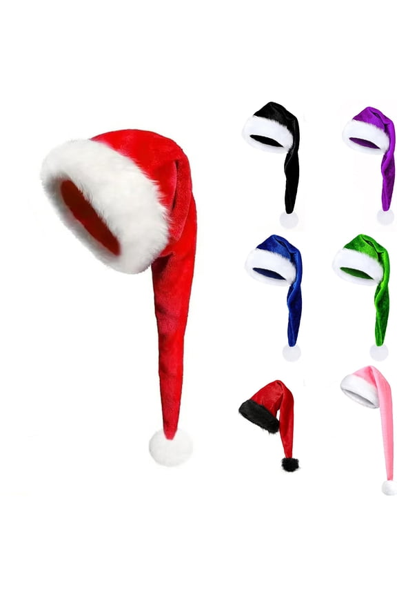 Long Velvet Santa Hat for Adults Christmas Costume Accessory Winter Holiday Theme