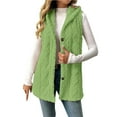thumbnail image 1 of Long Vest For Women Sevevn Women's Winter Fleece Vest Warm Button Sleeveless Hooded Jacket, 1 of 6