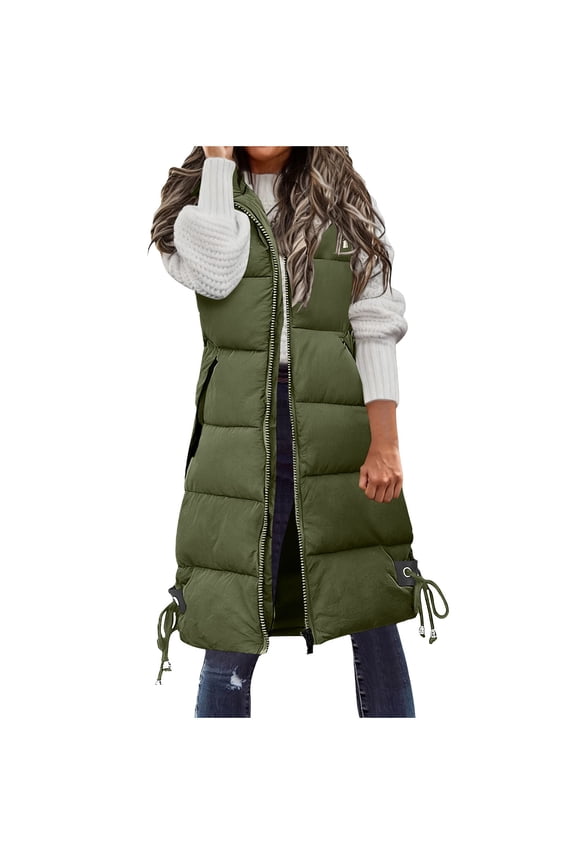 Long Vest For Women Sevevn Womens Long Puffer Vest Winter Sleeveless Puffy Jacket Warm Quilted Vest 2025