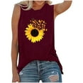 thumbnail image 1 of Long Vest Tops for Women Women's Vests Sunflower Floral Printed Tank Top Summer Lightweight Sleeveless T-Shirts Casual Loose Crew Neck Blouses, 1 of 5