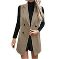 thumbnail image 1 of Long Vest for Women Sleeveless Casual Open Front Double Breasted BusinessTweed Blazer Fall Jackets Cardigan Casual Work Office Cardigans Jacket Autumn Winter Outerwear, 1 of 8