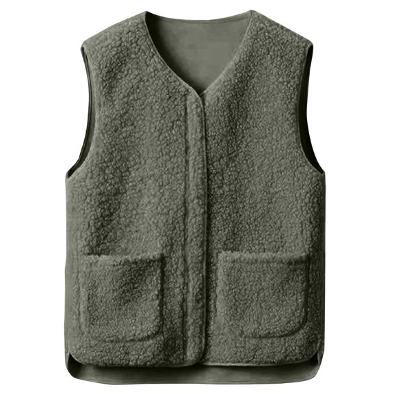 Long Vest for Women Sleeveless Tweed Fall Jackets Plus Size Puffer Vest Womens Women's Outerwear Vests Women's Autumn Winter Solid Color Lamb Wool With Warm Casual Cotton Vest(XXXL/180)