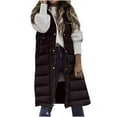 thumbnail image 1 of Long Vest for Women Sleeveless Winter Long Puffer Vest Lightweight Warm Zip Up Hooded Jacket Womens Vest Thick Hooded Sleeveless Long Coats Jacket Solid Color Winter Travel Workout Jacket, 1 of 6