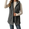 thumbnail image 1 of Long Vest for Women Sleeveless Cable Knit Open Front Cardigan Oversized Sherpa Vest Jacket Button Hooded Sweater Coat, 1 of 6