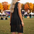 thumbnail image 1 of Long Vest for Women with Fringe Shawl Wrap Asymmetrical Hem Sleeveless Open Front Cardigan Lightweight Layering Black L, 1 of 3