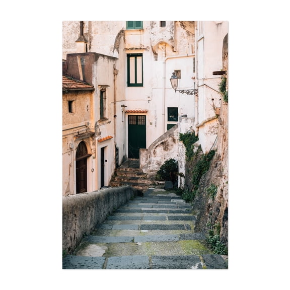 The Long Walk into Town - Minori Campania Italy Photography Architecture Rustic Street Photography Vintage Travel Poster Scenic City Unframed Wall Art Print 4 x 6 inches