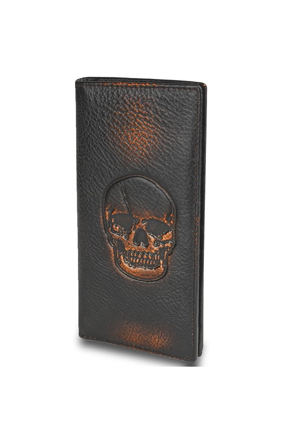 Long Wallet For Men Full Grain Leather With Hand Burnished Rfid Blocking Rodeo Bifold B