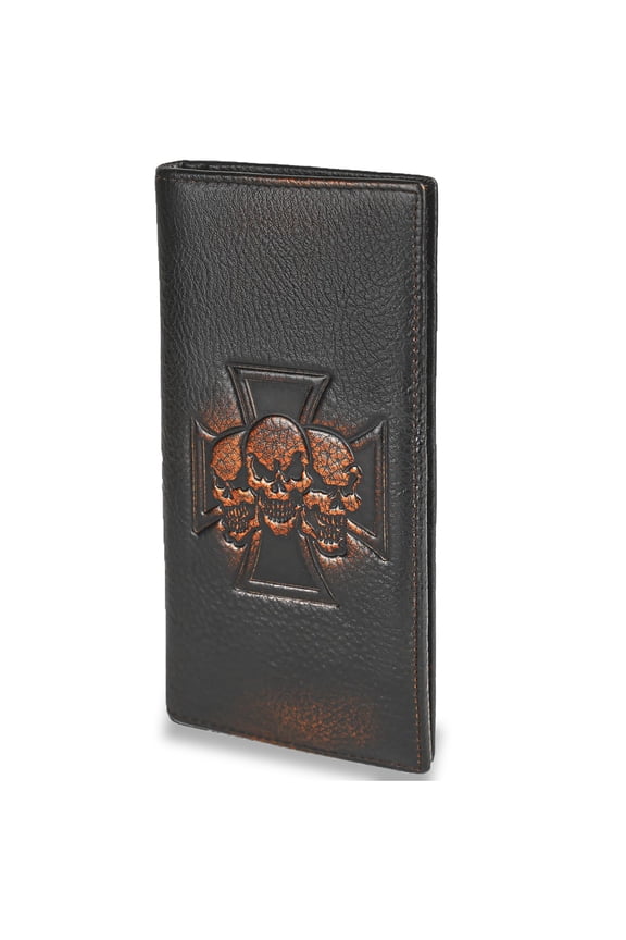 Long Wallet For Men Full Grain Leather With Hand Burnished Rfid Blocking Rodeo Bifold C