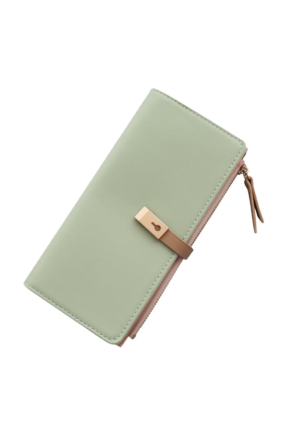 Light Green PU Women's Wallet with Zipper Closure, Multiple Card Slots and Cash Organizer