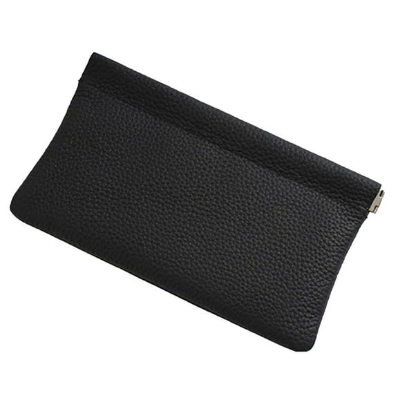 Long Wallet Simple Style Leather Automatic Closure Suitable for Passport Black