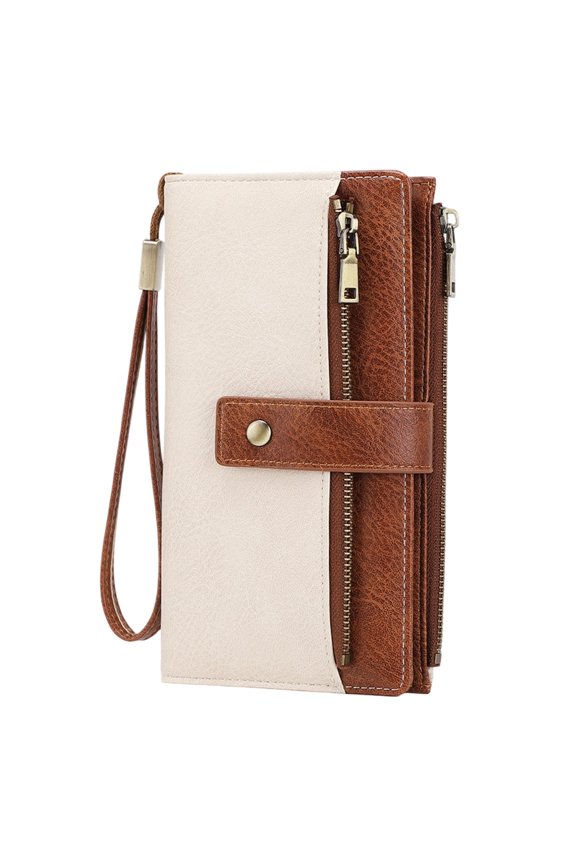 Long Wallet Stylish Clutch Elegant Solid Color Blocking Wallet