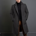 thumbnail image 1 of Long Warm Black Trench Coat Men Single Breasted Luxury Wool Blends Overcoat Top, 1 of 10