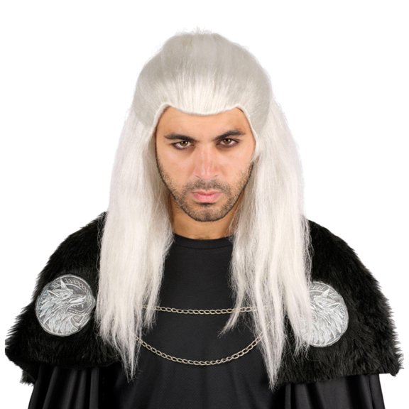 Long Warrior Wig Grey Costume Accessory