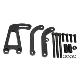 Long Water Pump Power Steering Pump Bracket Kit Aluminum Alloy Engine Mounting Replacement for Chevy SBC LWP Small Block 262-400 Black