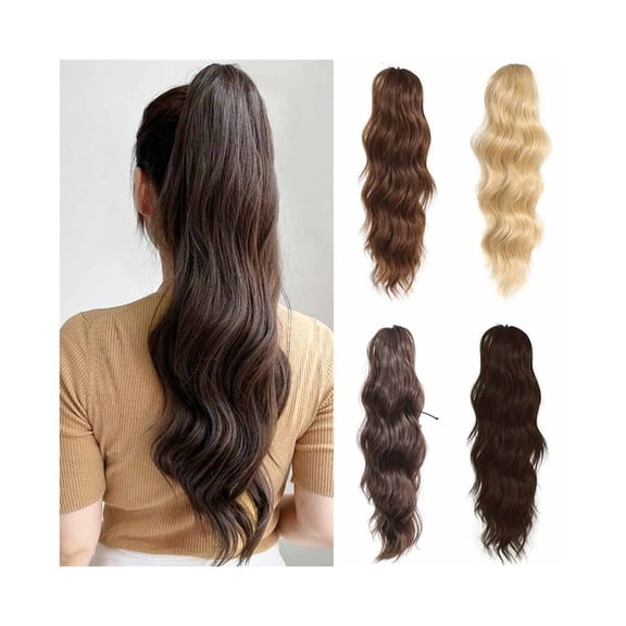 Long Wavy Curly Ponytail Hair Extension 18" Synthetic Claw Clip Ponytail Fake Hair Piece