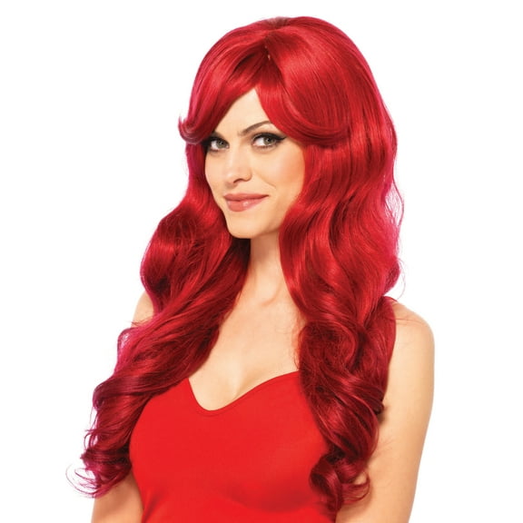 Long Wavy Wig, Red Hair, Adult Costume