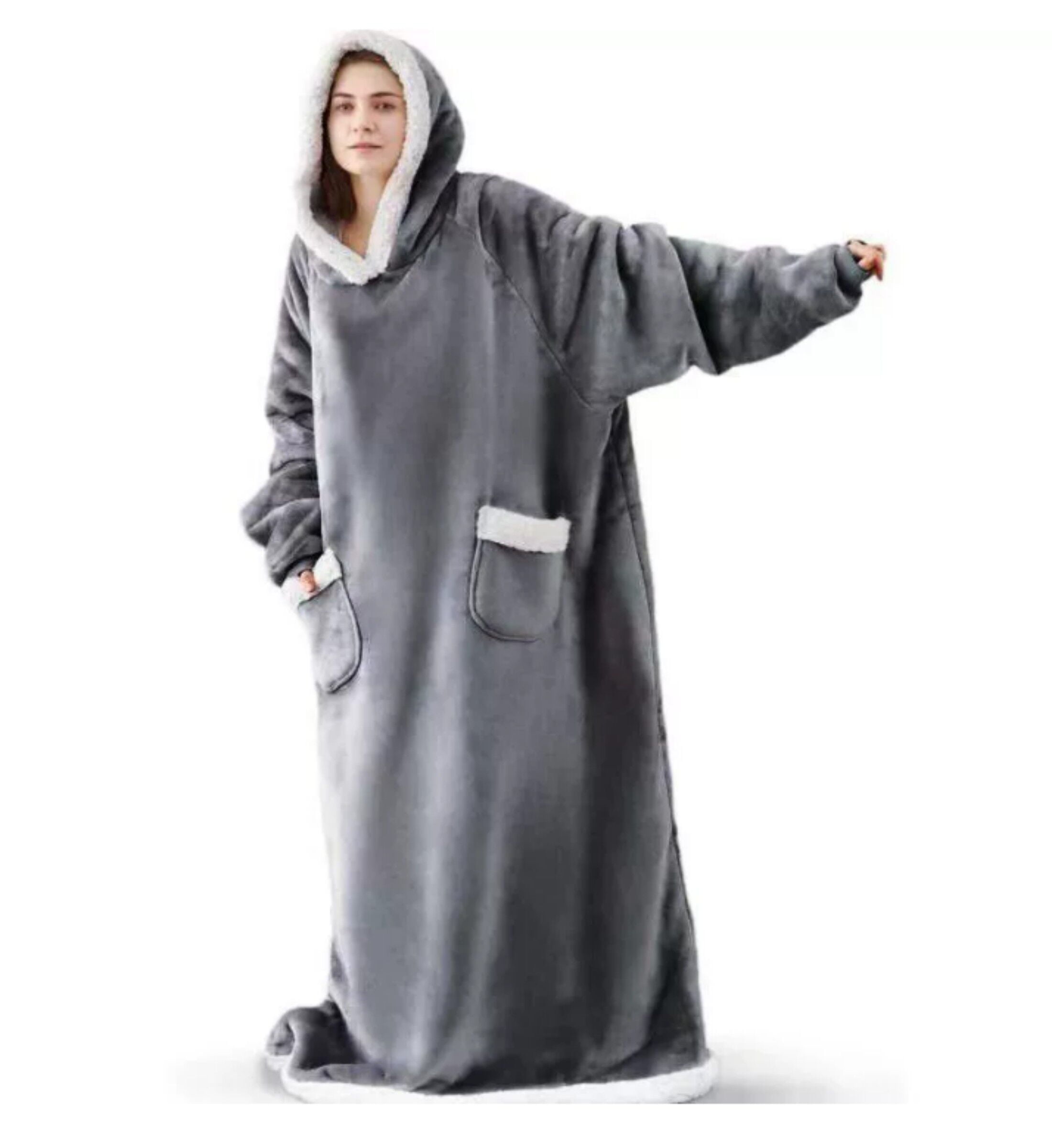 Long Wearable Blanket Hoodie Oversized Blanket Sweatshirt for Adults Women Men