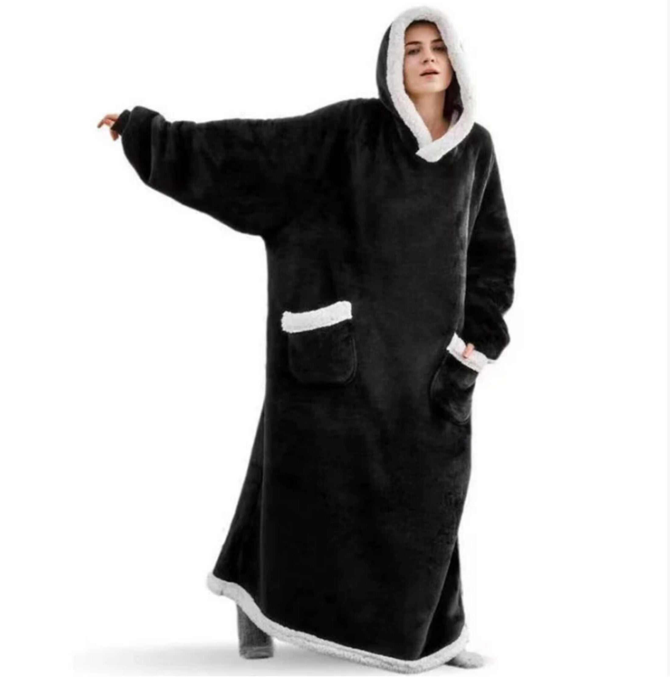 Long Wearable Blanket Hoodie Oversized Blanket Sweatshirt for Adults Women Men