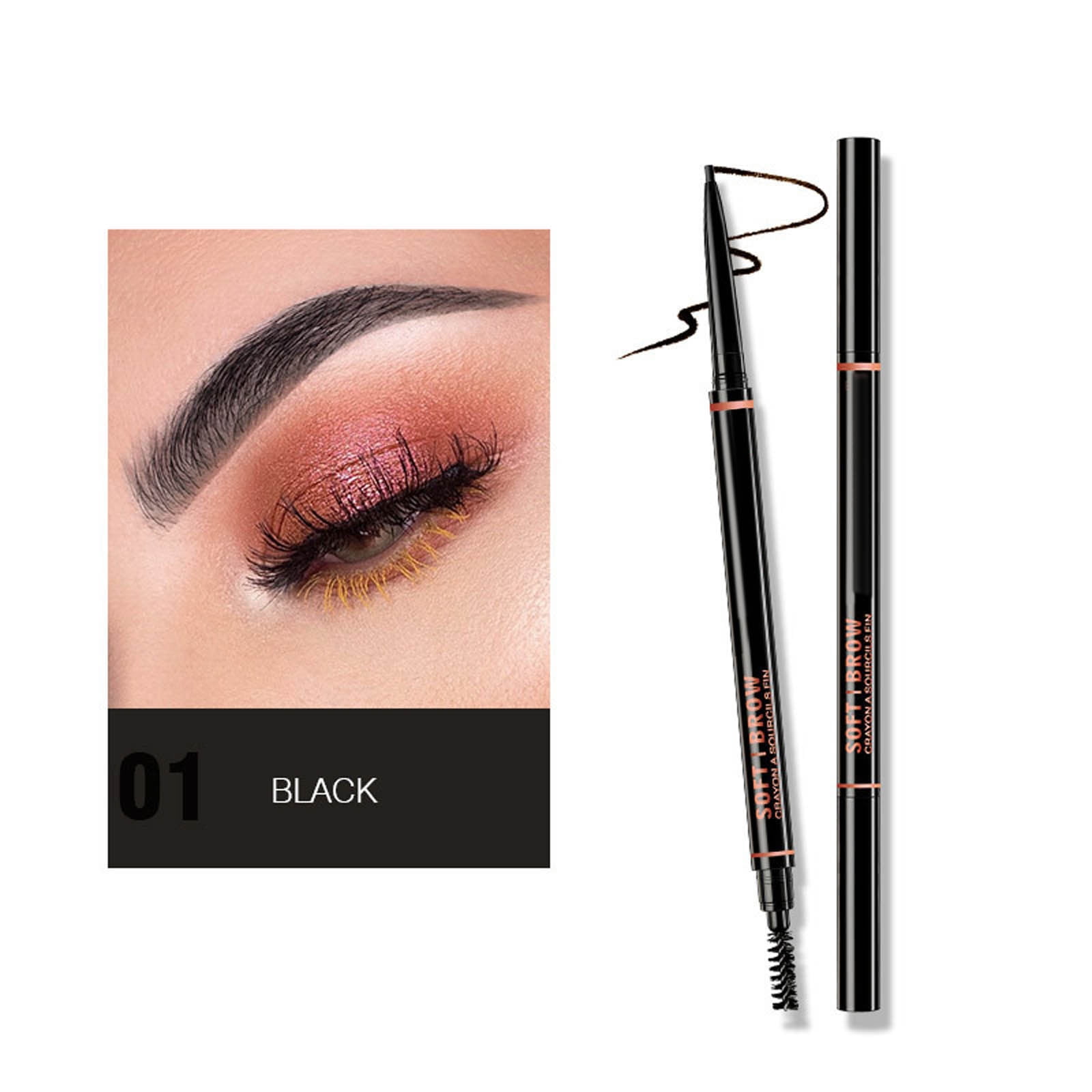 Long Wearing Eyebrow Pencil Retractable Soft Textured Waterproof Double