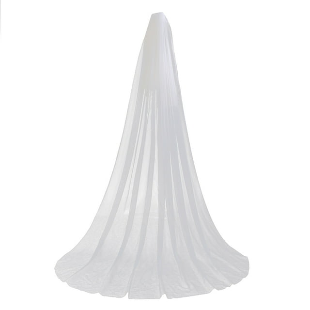 Long Wedding Veil Double Layer Tulle Cathedral Chapel Floor Veils with