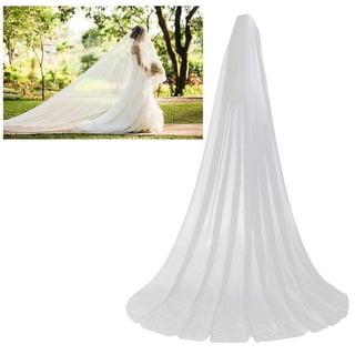 Chapel Wedding Veil 2.5M Long One Layer Lace Appliqued Edge, Soft
