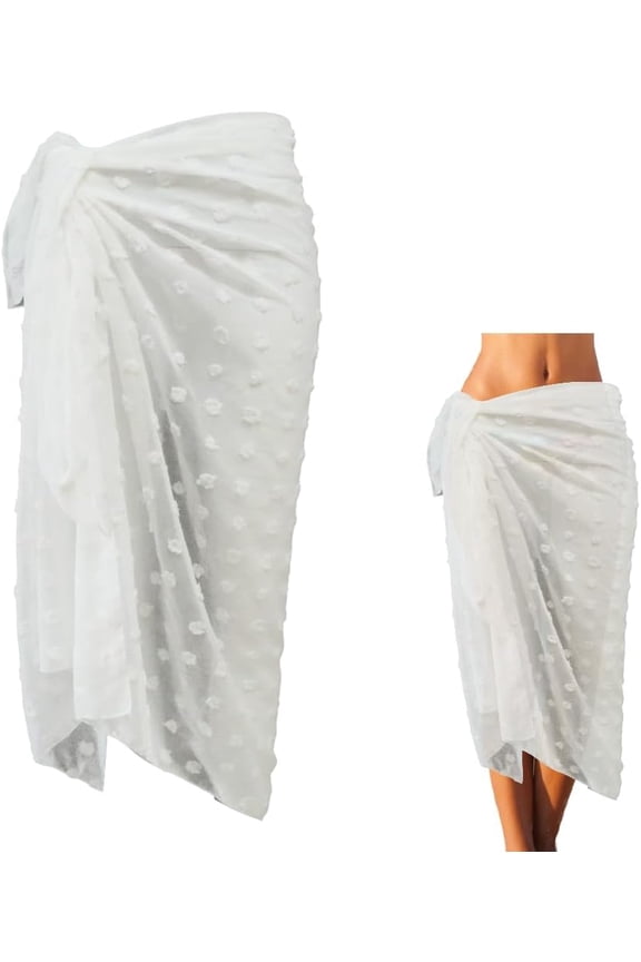Long White Sarong Beach Cover Up Swimsuit Sheer Mesh Scarf Wraps Coverup Summer Bikini Sexy Rectangle Polyester Bathing Suit Wrap Dress Bottom Coverups Shawls
